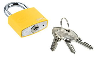 50868 T65AL 40 Yellow ABUS 安全挂锁, 铝,钢制, 钥匙键, 6.5mm 锁钩室内 室外, 黄色 ABUS